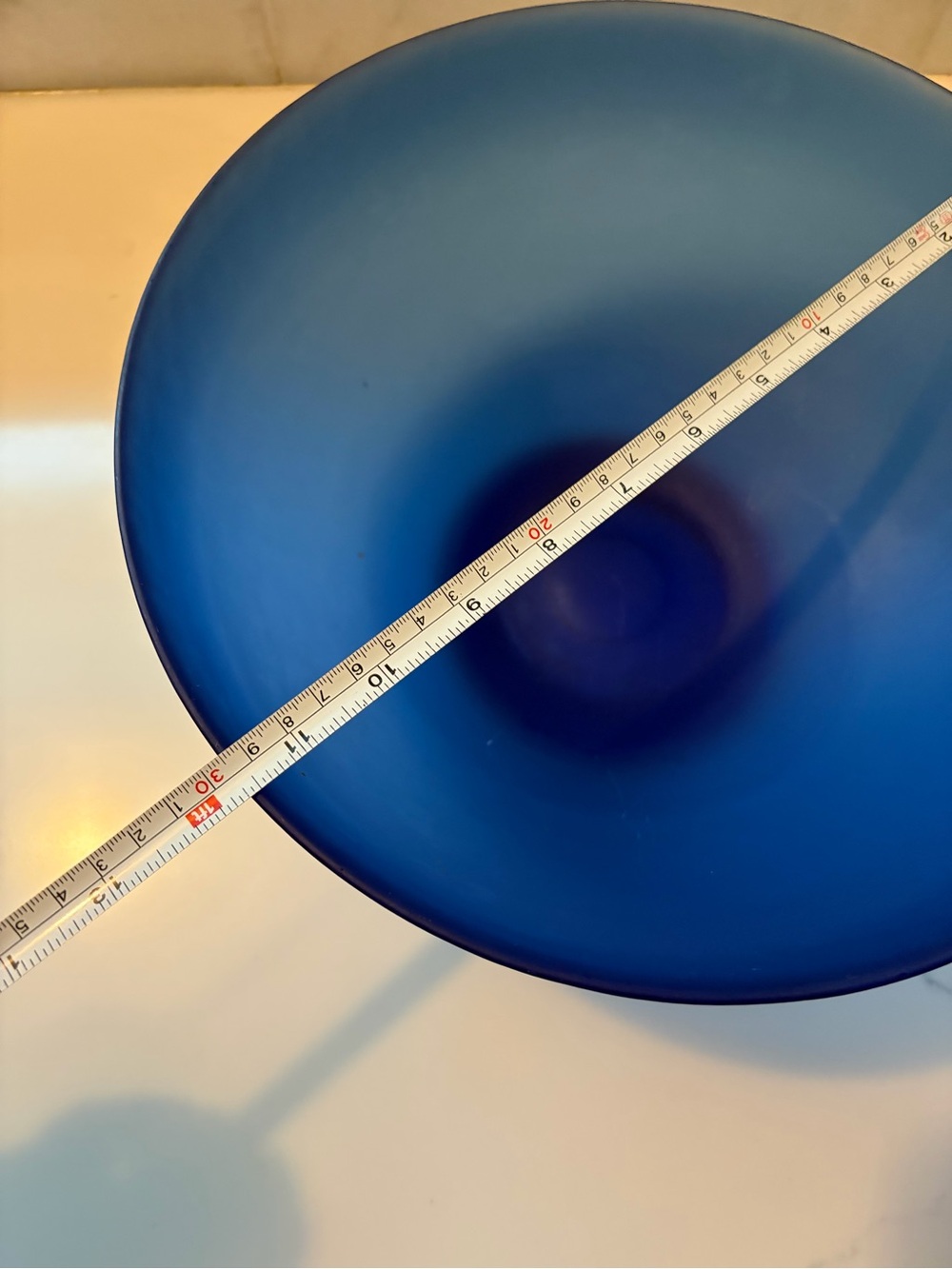 Cobalt Blue Vintage Frosted Glass Bowl 9.5 in Diameter 4.5 Inches High. - Picture 6 of 10